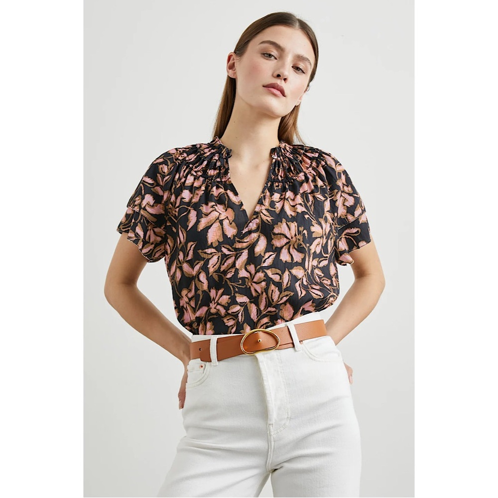 Rails KAMILA JASMINE flutter sleeve pink black Blouse XS
